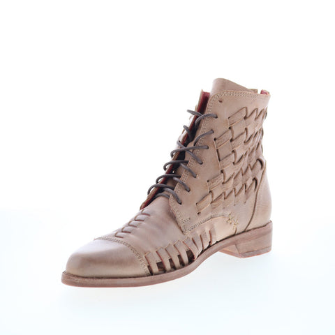 Bed Stu Loretta F328030 Womens Brown Leather Lace Up Ankle & Booties Boots