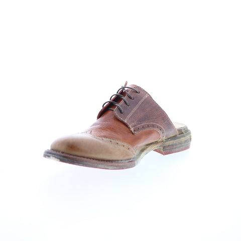 Bed Stu Matilda F346012 Womens Brown Leather Lace Up Mule Flats Shoes