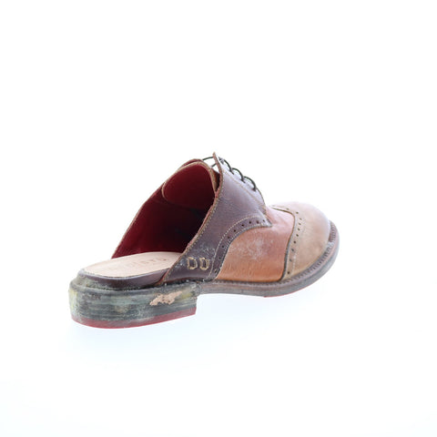 Bed Stu Matilda F346012 Womens Brown Leather Lace Up Mule Flats Shoes