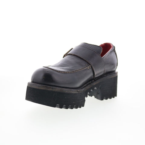 Bed Stu Kavi F346047 Womens Black Leather Hook & Loop Loafer Flats Shoes
