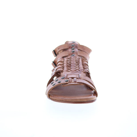 Bed Stu Claire F373004 Womens Brown Leather Hook & Loop Strap Sandals Shoes