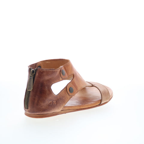 Bed Stu Soto F373012 Womens Brown Leather Zipper Strap Sandals Shoes