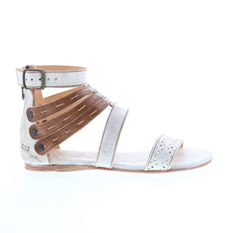 Bed Stu Artemis F373025 Womens White Leather Zipper Strap Sandals Shoes