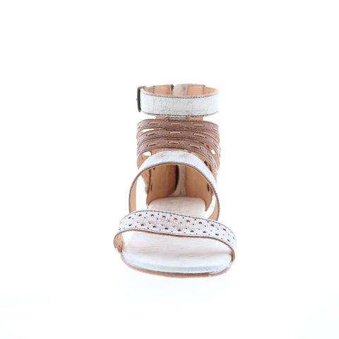 Bed Stu Artemis F373025 Womens White Leather Zipper Strap Sandals Shoes