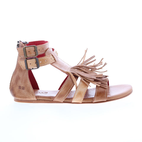 Bed Stu Alena F373036 Womens Brown Leather Zipper Strap Sandals Shoes
