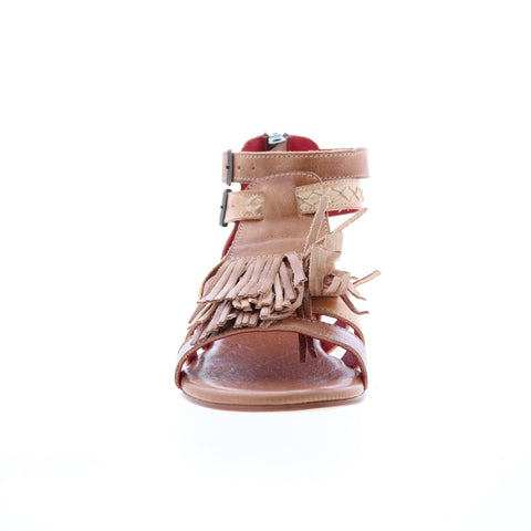 Bed Stu Alena F373036 Womens Brown Leather Zipper Strap Sandals Shoes