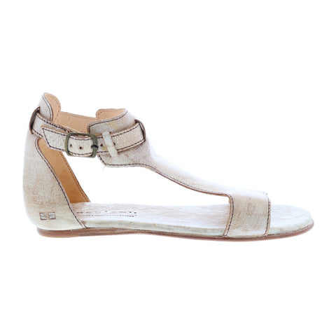 Bed Stu Sable F373039 Womens Beige Leather Hook & Loop Strap Sandals Shoes