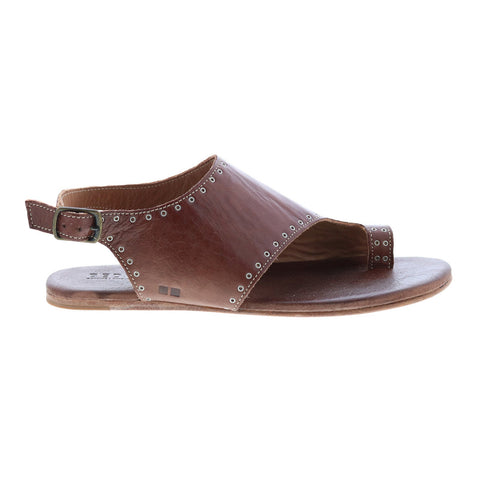 Bed Stu Misha F373040 Womens Brown Leather Hook & Loop Strap Sandals Shoes