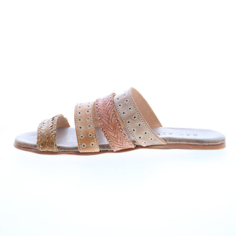Bed Stu Henna F373043 Womens Beige Leather Slip On Slides Sandals Shoes