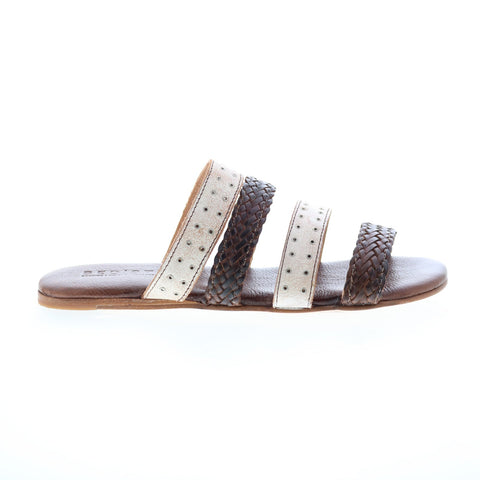 Bed Stu Henna F373043 Womens Brown Leather Slip On Slides Sandals Shoes