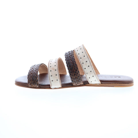 Bed Stu Henna F373043 Womens Brown Leather Slip On Slides Sandals Shoes