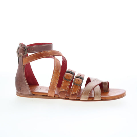 Bed Stu Miya F373046 Womens Brown Leather Zipper Strap Sandals Shoes
