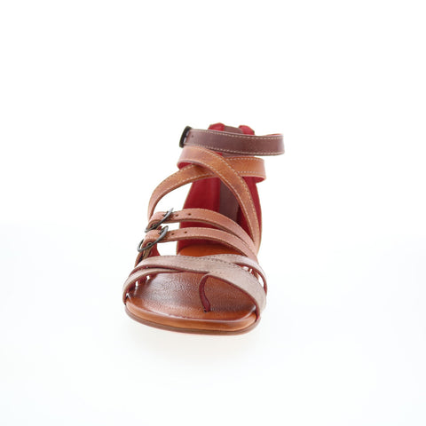 Bed Stu Miya F373046 Womens Brown Leather Zipper Strap Sandals Shoes