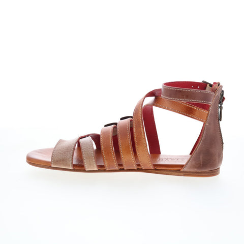 Bed Stu Miya F373046 Womens Brown Leather Zipper Strap Sandals Shoes