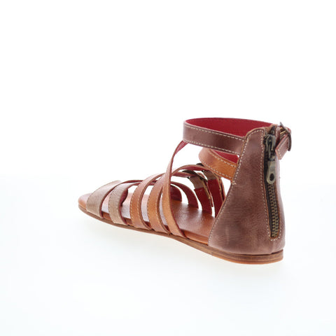 Bed Stu Miya F373046 Womens Brown Leather Zipper Strap Sandals Shoes