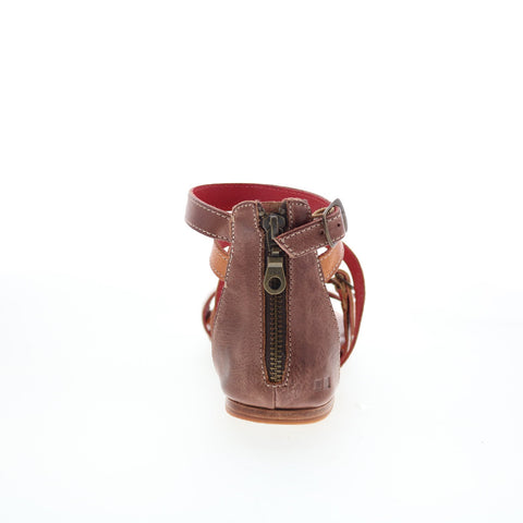 Bed Stu Miya F373046 Womens Brown Leather Zipper Strap Sandals Shoes