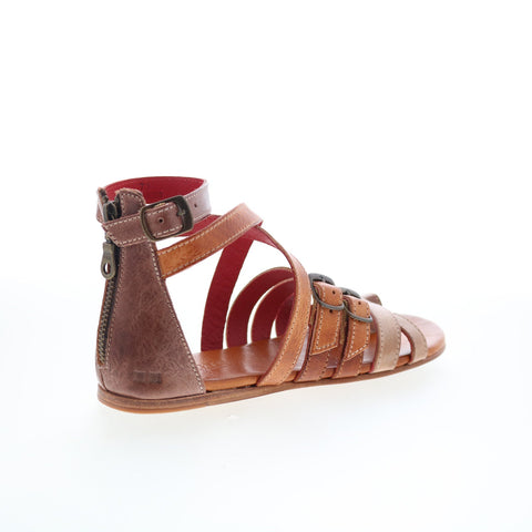 Bed Stu Miya F373046 Womens Brown Leather Zipper Strap Sandals Shoes