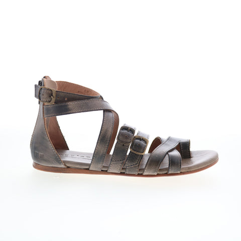 Bed Stu Miya F373046 Womens Brown Leather Zipper Strap Sandals Shoes