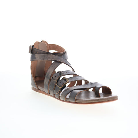 Bed Stu Miya F373046 Womens Brown Leather Zipper Strap Sandals Shoes