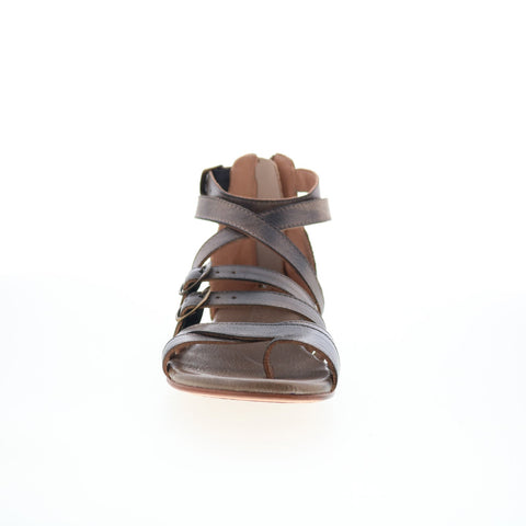 Bed Stu Miya F373046 Womens Brown Leather Zipper Strap Sandals Shoes
