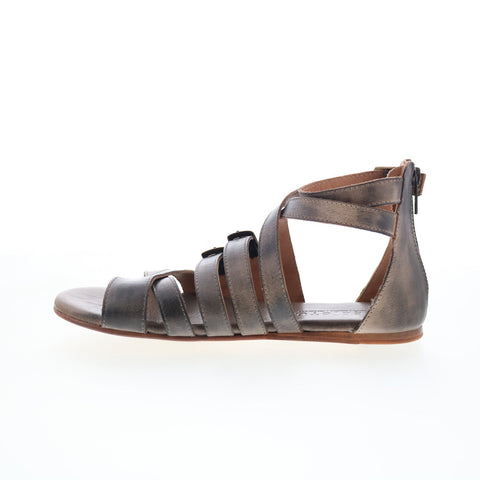 Bed Stu Miya F373046 Womens Brown Leather Zipper Strap Sandals Shoes