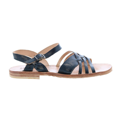 Bed Stu Senado F373142 Womens Black Leather Hook & Loop Strap Sandals Shoes