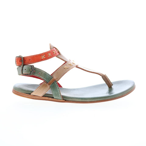 Bed Stu Moon F373152 Womens Green Leather Hook & Loop Strap Sandals Shoes