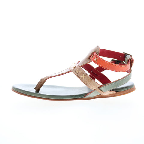 Bed Stu Moon F373152 Womens Green Leather Hook & Loop Strap Sandals Shoes