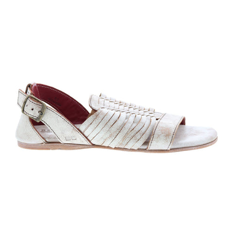 Bed Stu Ingritt F373153 Womens Beige Leather Hook & Loop Strap Sandals Shoes
