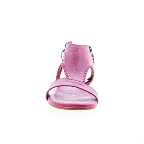 Bed Stu Nina F373154 Womens Pink Leather Zipper Strap Sandals Shoes