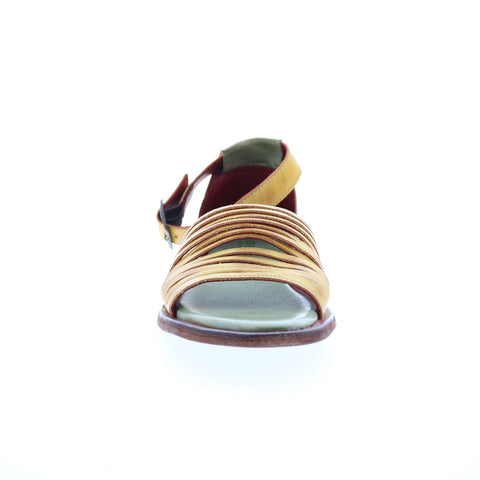 Bed Stu Lilia F373155 Womens Yellow Leather Hook & Loop Strap Sandals Shoes