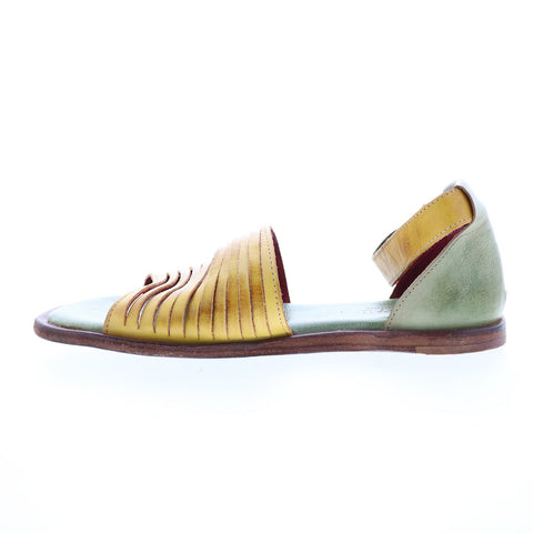 Bed Stu Lilia F373155 Womens Yellow Leather Hook & Loop Strap Sandals Shoes