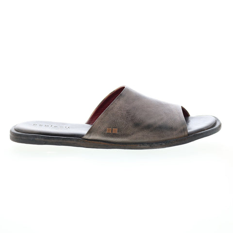 Bed Stu Kate F373157 Womens Gray Leather Slip On Slides Sandals Shoes