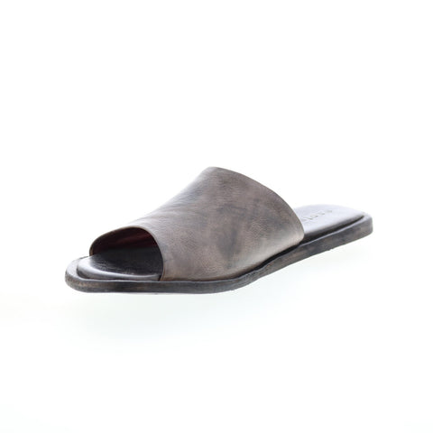 Bed Stu Kate F373157 Womens Gray Leather Slip On Slides Sandals Shoes