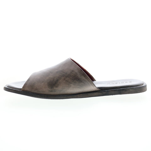 Bed Stu Kate F373157 Womens Gray Leather Slip On Slides Sandals Shoes
