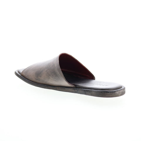 Bed Stu Kate F373157 Womens Gray Leather Slip On Slides Sandals Shoes