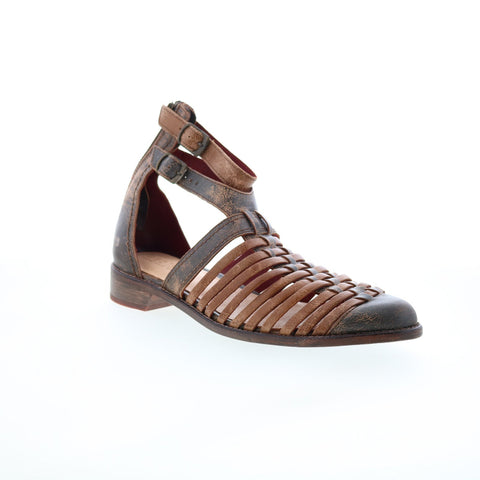 Bed Stu July F373158 Womens Brown Leather Slip On Strap Sandals Shoes