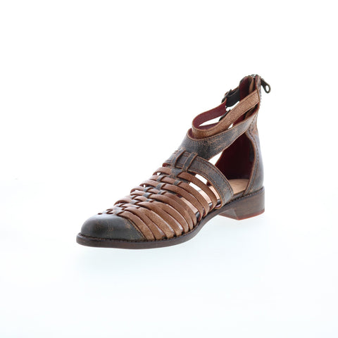 Bed Stu July F373158 Womens Brown Leather Slip On Strap Sandals Shoes