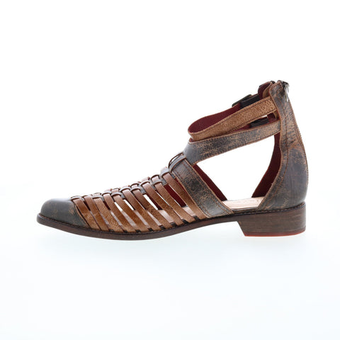 Bed Stu July F373158 Womens Brown Leather Slip On Strap Sandals Shoes