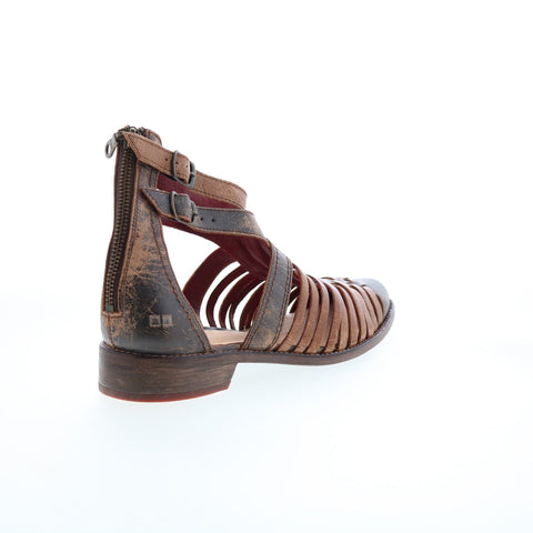 Bed Stu July F373158 Womens Brown Leather Slip On Strap Sandals Shoes
