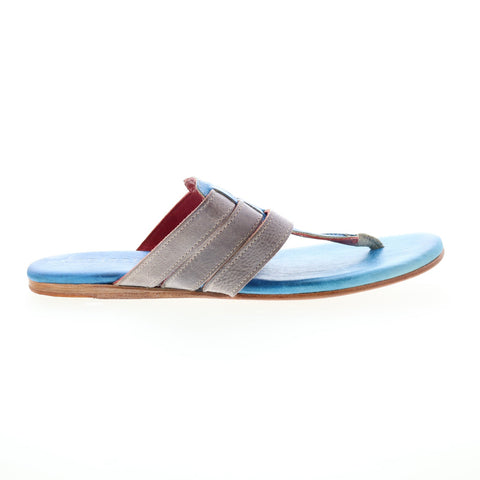Bed Stu Yoli F373160 Womens Blue Leather Slip On Slides Sandals Shoes