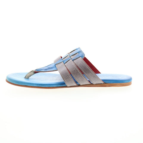 Bed Stu Yoli F373160 Womens Blue Leather Slip On Slides Sandals Shoes
