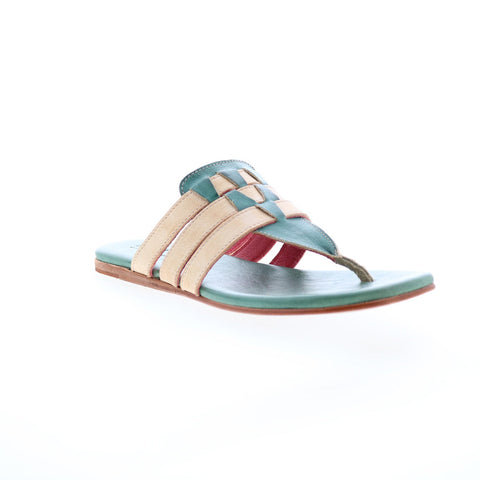 Bed Stu Yoli F373160 Womens Green Leather Slip On Strap Sandals Shoes