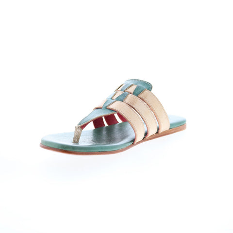 Bed Stu Yoli F373160 Womens Green Leather Slip On Strap Sandals Shoes