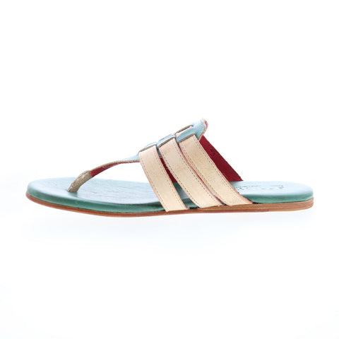 Bed Stu Yoli F373160 Womens Green Leather Slip On Strap Sandals Shoes