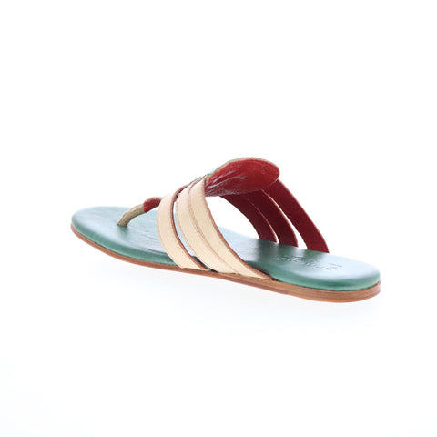 Bed Stu Yoli F373160 Womens Green Leather Slip On Strap Sandals Shoes