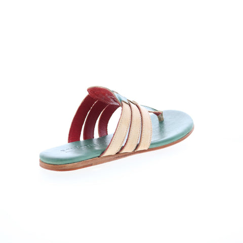 Bed Stu Yoli F373160 Womens Green Leather Slip On Strap Sandals Shoes