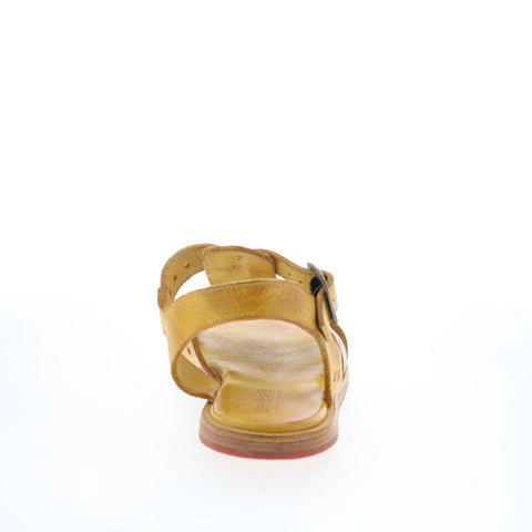 Bed Stu Sue F373163 Womens Yellow Leather Hook & Look Strap Sandals Shoes