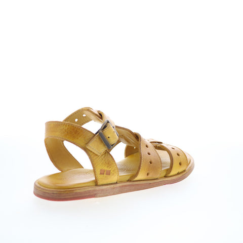 Bed Stu Sue F373163 Womens Yellow Leather Hook & Look Strap Sandals Shoes