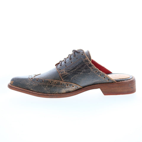 Bed Stu Mickie F373172 Womens Brown Leather Slip On Mule Flats Shoes